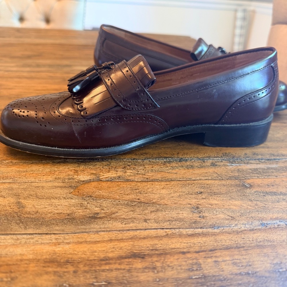 Bostonian Classics Mens Leather‎ Wingtip Tassel Kiltie Loafers 7.5 W Brown - Picture 7 of 8